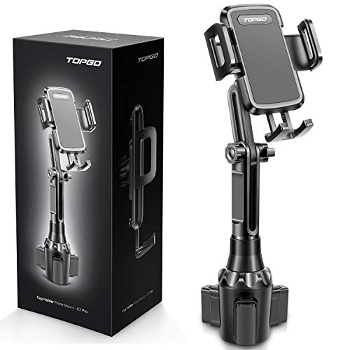 TOPGO Car Cup Holder Phone Mount Pro Ver. [Adjustable Height & No Shaking] Cup Holder Phone Holder for Car Compatible with iPhone 14 13 Samsung Galaxy S22 Ultra Note 21(Black)