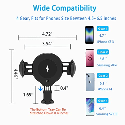 ALLSUN Wireless Car Charger, 10W Qi Fast Charging Auto-Clamping Air Vent Car Phone Holder Mount, Compatible with iPhone 12/12Pro/11/11 Pro/XS/Max/XR/X/ 8, Samsung Galaxy S20/ S10/ S9/ S8, Note 9, etc