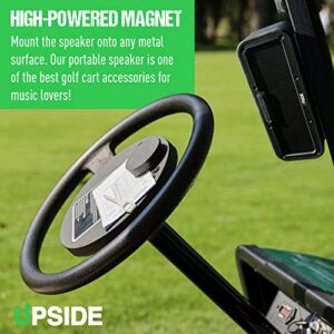 Upside Golf Magnetic Bluetooth Speaker for Golf Cart - Super XL PRO Waterproof Sound System - Mountable Golf Cart Speaker - Awesome 120+ Foot Wireless Range - Rechargeable 15 HR Battery Life