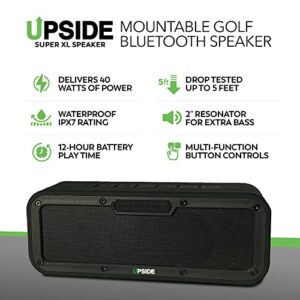 Upside Golf Magnetic Bluetooth Speaker for Golf Cart - Super XL PRO Waterproof Sound System - Mountable Golf Cart Speaker - Awesome 120+ Foot Wireless Range - Rechargeable 15 HR Battery Life