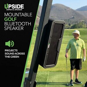 Upside Golf Magnetic Bluetooth Speaker for Golf Cart - Super XL PRO Waterproof Sound System - Mountable Golf Cart Speaker - Awesome 120+ Foot Wireless Range - Rechargeable 15 HR Battery Life