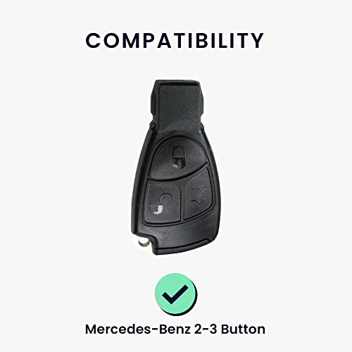 kwmobile Silicone Key Fob Cover Compatible with Mercedes-Benz 2-3 Button Car Key - Carbon Black