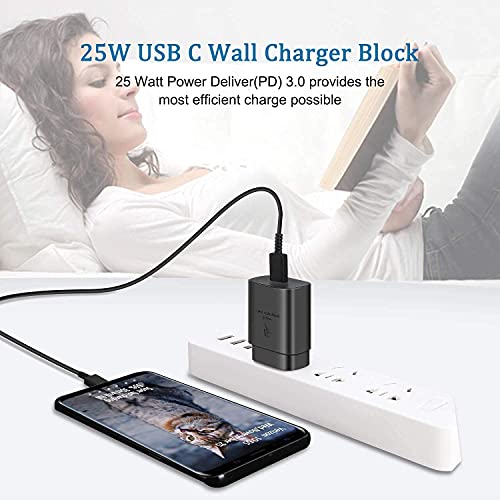 Super Fast Charging Adapter USB C Wall Charger Block & 5ft Type C Cable Compatible Samsung Galaxy S23/S23+/S23Ultra/S22/S22+/S22Ultra/S21/S21+/S20/S20+/S10/S10e/S9/Note 20/Note 10/Note 9/Note8