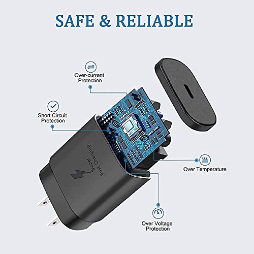 Super Fast Charging Adapter USB C Wall Charger Block & 5ft Type C Cable Compatible Samsung Galaxy S23/S23+/S23Ultra/S22/S22+/S22Ultra/S21/S21+/S20/S20+/S10/S10e/S9/Note 20/Note 10/Note 9/Note8