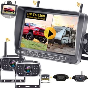 amtifo rv backup camera wireless hd 1080p bluetooth 2 travel trailer rear view cam system 7 inch dvr monitor truck camper infrared night vision reverse cameras adapter for furrion pre-wired rvs a9