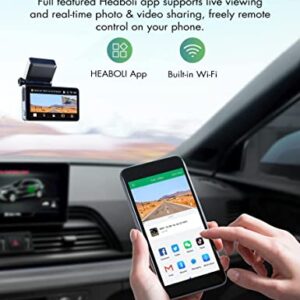 Heaboli 4K Dual Dash Cam Front and Rear, Wi-Fi GPS, Dash Camera for Cars with 3 Inches IPS Touch Screen, Car Camera Driving Recorder with Night Vision, Parking Mode