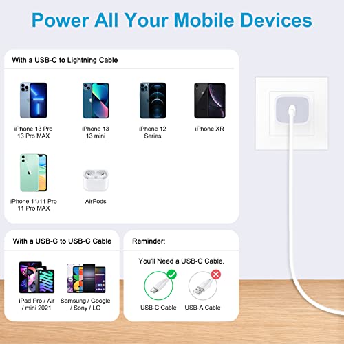 20W Samsung Galaxy Phone Charger Android Fast Charger C Type C Charger Cable Fast Charging for Samsung Galaxy A13 5G/S21 FE/S22/A53 5G/Z Flip 5/Z Fold3/A03S/A32/A52/S20 FE/A32/A01 A11,Pixel 7 6 Pro