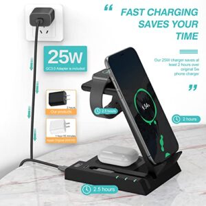 Wireless Charger 6 in 1,YiJYi 15W Fast Charging Station for Apple iWatch SE/6/5/4/3/2/1,AirPods Pro,Compatible with iPhone 13/12/12 Pro Max/11 Series/XS/XR/X/8/Samsung Galaxy.