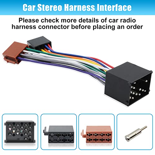 Car Radio Wiring Harness Adapter Compatible with BMW 3 E30 E36 E46 E34 5 E39 ISO Stereo Wire Cable with Antenna Connector