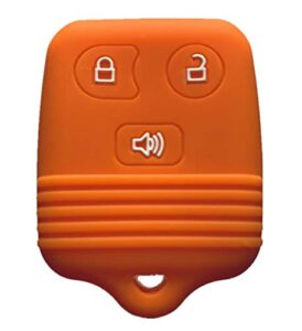 rpkey silicone keyless entry remote control key fob cover case protector replacement fit for ford lincoln mercury mazda cwtwb1u331 gq43vt11t cwtwb1u345 8l3z15k601b 8l-3z-15k-601b(orange)