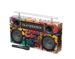 bumpboxx bluetooth boombox freestyle v3s nyc graffiti | old school wireless boombox with bluetooth speaker | includes rechargeable battery for 12 hours of music, remote & wireless microphone