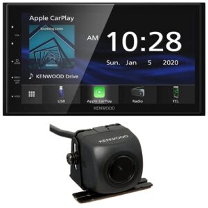 kenwood dmx47s mechless 6.8″ capacitive screen digital multimedia receiver with apple carplay & android auto functionality (does not play cds) | plus kenwood cmos-130 rearview camera