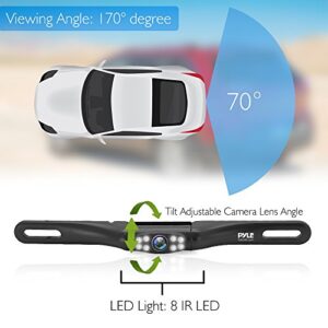 Pyle License Plate Rear View Camera - Built-in Distance Scale Lines Backup Parking/Reverse Assist Marine Grade Waterproof IP-67 Adjustable Slim Bar Cam Night Vision w/ 420 TVL Resolution PLCM28MS