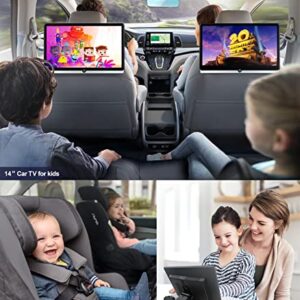 14 inch New 4K Android 10.0 Portable Car TV Headrest Monitor Tablet for Back seat, Support Phone Wireless mirroring Touch Screen,with WiFi/Bluetooth/HDMI/USB/SD/FM/Airplay Video Player 2G+32G(2*PCs)