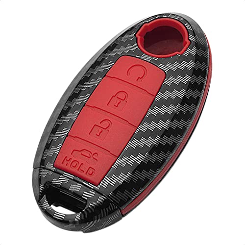 TANGSEN Key Fob Case Red Cover Compatible with Infiniti EX FX X G JX M Q QX Series for Nissan Altima Coupe Armada GTR Maxima Murano Cross CABRIOLET Rogue SENTRA Versa 4 Button Keyless Entry Remote