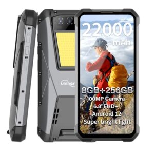 unihertz tank 4g rugged smartphone with 22000mah largest battery, 66w fast charging, 6.81″ fhd, 108mp camera 20mp night vision, ip68 waterproof 8gb+256gb, fingerprint/face recognition