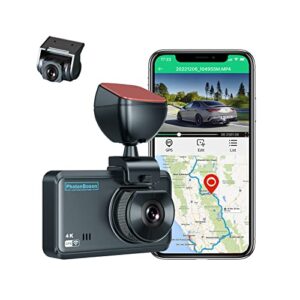 dual dash cam front 4k and rear 2k, wi-fi, gps, dash camera for cars with 3 inches ips screen, car camera driving recorder with night vision, parking mode