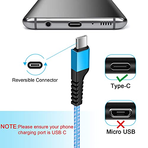 Type C Cable Fast Charging 2 Pack 3.3Ft USB A to USB C Cables Android Braided Power Cord for Samsung Galaxy A54 A72 A32 A13 A12 A02s M42 S23 S22 S21 Ultra 5G S20 FE S10e S9 S8 Plus Note 20 LG Wing K51