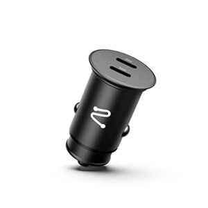 usb c car charger, aergiatech 40w pd 3.0 fast car charger adapter dual port, metal type c car charger compatible with iphone 13/13 pro/12/12 pro/11/x/se, galaxy s21/s20/note20, ipad, pixel 4, black