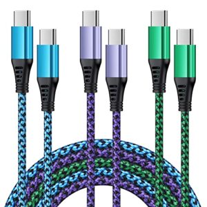 usb c to usb c cable 3-pack 6ft type c fast charging cable pd cord compatible samsung galaxy a14/a13 5g/a23/s23/a54/s21 fe/a34/z fold4/a03s/a53/s22/a12,pixel 7/6a,ipad air 5/4/pro 2020,macbook pro/air