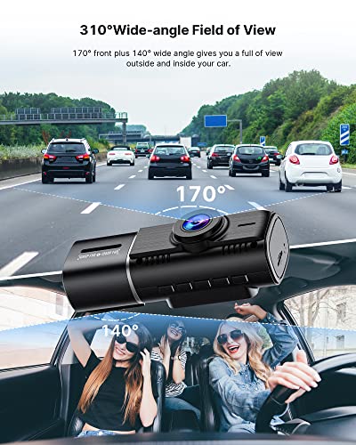 Dual Dash Cam Front and Inside 1080P Dash Camera for Cars IR Night Vision Car Camera for Taxi Accident Lock Parking Monitor 2 Mounting Options