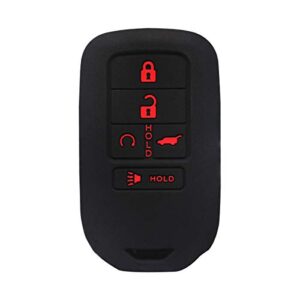 btsmone silicone full protective key fob remote cover case for 2015 2016 2017 2018 2019 honda civic accord pilot cr-v 5 buttons smart key black