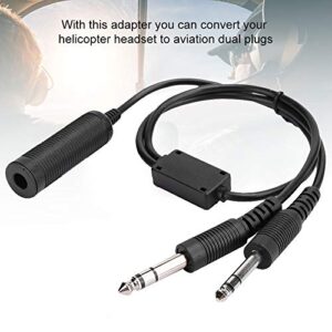 Serounder Headset Adapter Cable,U174 Helicopter to General Aviation Headset Adapter Cable with Dual GA Plugs (3/16 "Mic Plug,1/4 " Speaker Plug)