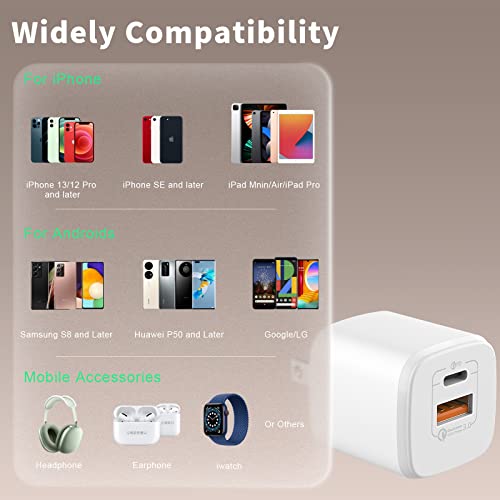 USB C Charger, Type C Charger Fast Charging, USB Wall Charger, 20w Fast Speed Cube Brick Boxes Compatible for New iPhone 12 13 14 Pro/Pro Max, XR XS SE AirPod iWatch iPad