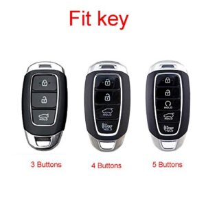 Royalfox(TM) 3 4 5 buttons soft tpu carbon fiber silicone smart remote Key Fob case Cover shell For Hyundai i30 Azera ix35 Elantra Accent Santa Fe IG Grandeur,2017-2020 Hyundai Palisade (black)