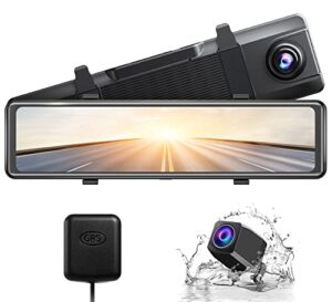 akaso dl12 2.5k mirror dash cam voice control 12″ touch screen front and rear dual dash camera for cars night vision backup camera with sony starvis sensor gps g-sensor parking assistance