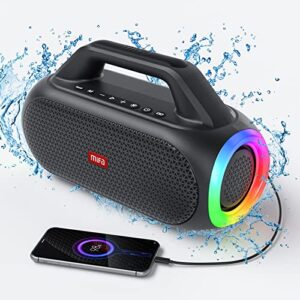 mifa bluetooth speakers portable wireless, 60w ipx7 waterproof party speaker with loud deep bass,aux input, micro sd card supported, 24hrs playtime,10000mah power bank
