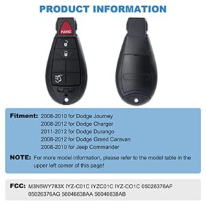 ECCPP Keyless Entry Remote for Chrysler 300 for Town & Country for Dodge for Journey for Charger for Grand Caravan for Jeep for Grand Cherokee 08-12-1pc