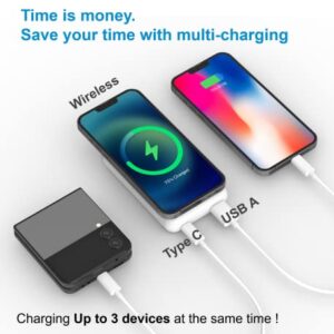 iLakia Magnetic Wireless Power Bank, 10000mAh Portable Charger, Magnetic Battery Pack for iPhone 14&13&12 Pro/Pro Max/Mini, Android/Samsung, Multi Fast Charging with USB PD, USB Type-C, Stand Version