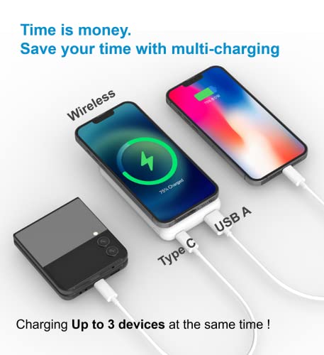 iLakia Magnetic Wireless Power Bank, 10000mAh Portable Charger, Magnetic Battery Pack for iPhone 14&13&12 Pro/Pro Max/Mini, Android/Samsung, Multi Fast Charging with USB PD, USB Type-C, Stand Version