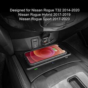CarQiWireless Wireless Charger for Nissan Rogue T32 2014-2020 Accessories Nissan Rogue Hybrid 2017-2019 Nissan Rogue Sport 2017-2020 Wireless Charging Pad for Nissan Rogue S, SV, SL
