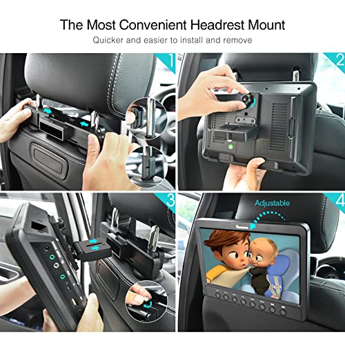 NAVISKAUTO 10.1" Dual Car DVD Players with HDMI Input 2 Headphones Mounting Bracket Support 1080P MP4 Video Region Free (2 x Headrest DVD Players)