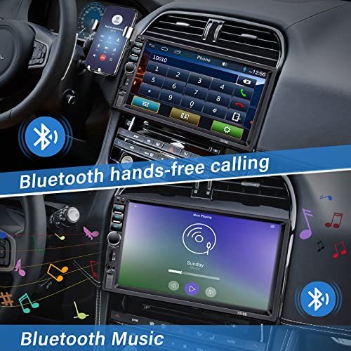 Double Din Car Stereo Bluetooth, 7 Inch Touchscreen Double Din Car Stereo with Backup Camera, Double Din Radio Support Mirror Link/Hands Free Call/FM/Steering Wheel Remote/Fast Charging/TF/USB/EQ/Aux