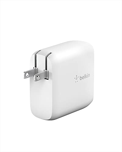 Belkin BoostCharge USB C 68W GaN Wall Charger with Dual Ports - iPhone Charger Fast Charging, Type C Charger, USB C Charger w/ PD for Samsung Galaxy, iPad Pro, Macbook Pro, Includes 2M USB C Cable