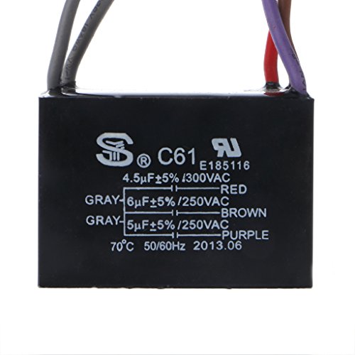 ANG-puneng CBB61 Ceiling Fan Capacitor Electrical Power Relay Connecting Capacitor 4.5uf+6uf+5uf 5 Wire 250V