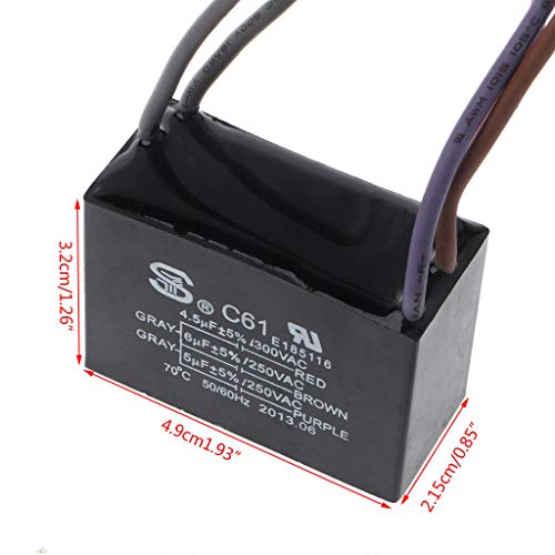 ANG-puneng CBB61 Ceiling Fan Capacitor Electrical Power Relay Connecting Capacitor 4.5uf+6uf+5uf 5 Wire 250V