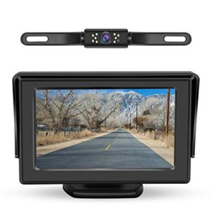 backup camera system kit,4.3″ monitor ip68 waterproof car camera night vision hd back up camera for car/suv/taxi/mini pickup