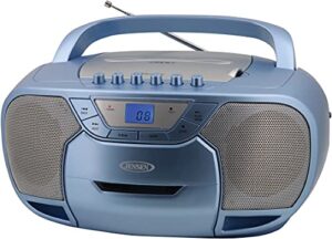 jensen cd-590-bl cd-590 1-watt portable stereo cd and cassette player/recorder with am/fm radio and bluetooth (blue)