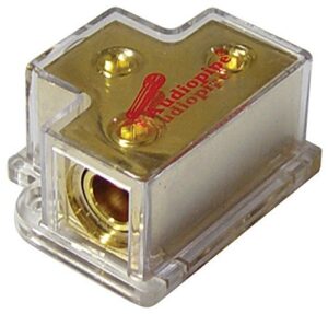 audiopipe pb-1020 24kt gold finish power distribution block 1 to 2 fits 0 to 4 gauge