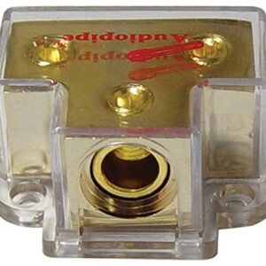 Audiopipe PB-1020 24kt Gold Finish Power Distribution Block 1 to 2 fits 0 to 4 gauge