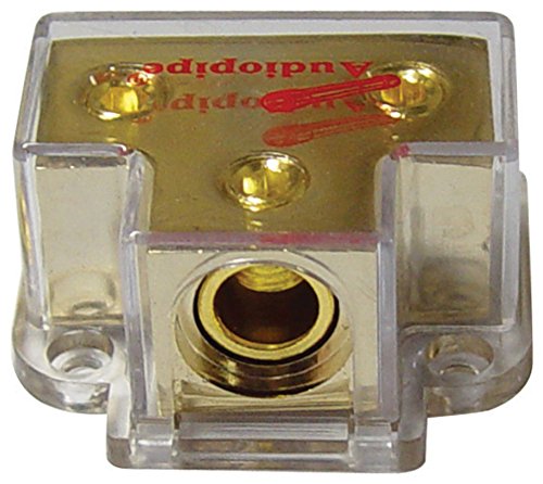 Audiopipe PB-1020 24kt Gold Finish Power Distribution Block 1 to 2 fits 0 to 4 gauge