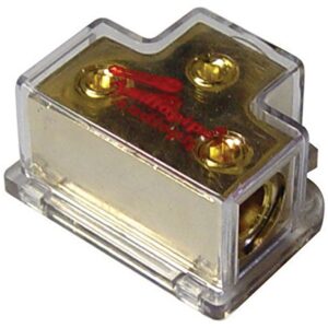 Audiopipe PB-1020 24kt Gold Finish Power Distribution Block 1 to 2 fits 0 to 4 gauge