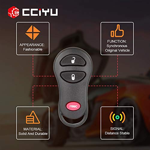 cciyu Replacement Keyless Entry Remote Car Key Fob Clicker Transmitter Alarm 2 X 3 Buttons Replacement for Chrysle/for D odge/Plymouth GQ43VT17T