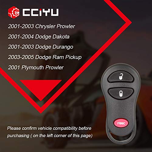 cciyu Replacement Keyless Entry Remote Car Key Fob Clicker Transmitter Alarm 2 X 3 Buttons Replacement for Chrysle/for D odge/Plymouth GQ43VT17T