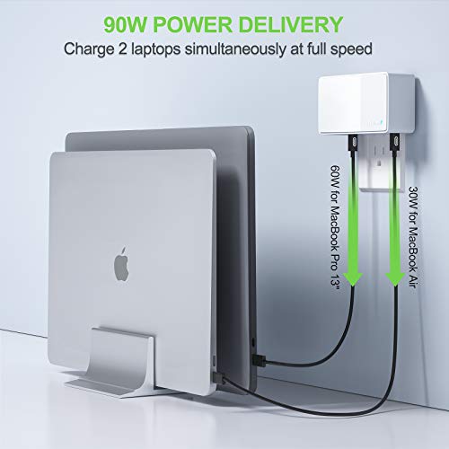 Nekmit USB C Charger, 90W 4 Port Power Delivery PD 3.0 PPS Fast Charger, for MacBook, Dell XPS 13, iPhone 14/14 Pro/13/13 Pro/12/12 Mini/12 Pro/12 Pro Max, Galaxy S22/S21/S20/S10, iPad Pro, Pixel