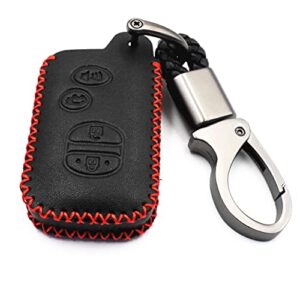 MJKEYAuto Black Leather 4 Buttons Remote Smart Key Fob Cover Case Chain for Toyota Avalon Camry Corolla Highlander Prius RAV4 Venza HYQ14ACX HYQ14AAB HYQ12ACX HYQ14AEM